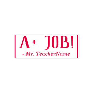 Inspiring "A+ JOB!" Commendation Rubber Stamp
