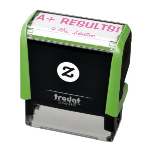 Inspiring "A+ RESULTS!" Teacher Rubber Stamp
