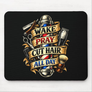 Inspiring barber wake pray cut hair day classic mouse mat