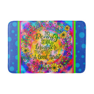 Inspiring Beauty Quote Colourful Floral  Bath Mat