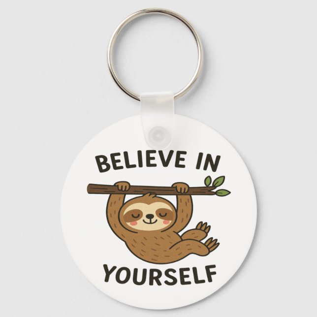  Inspiring "Believe in Yourself" Quote Print Key Ring (Front)