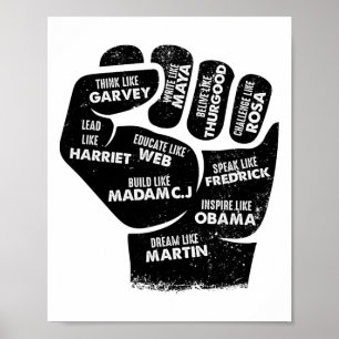 Inspiring Black Leaders Fist - Black History Month Poster