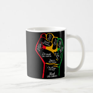 Inspiring black leaders power fist hand black coffee mug