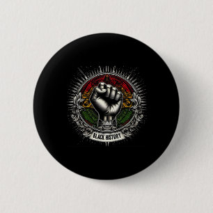 Inspiring Black Leaders Power Fist Hand Black Hist 6 Cm Round Badge
