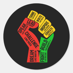 Inspiring Black Leaders Power Fist Hand Black Hist Classic Round Sticker