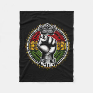 Inspiring Black Leaders Power Fist Hand Black Hist Fleece Blanket