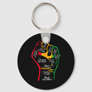Inspiring Black Leaders Power Fist Hand Black Hist Key Ring