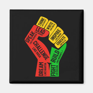 Inspiring Black Leaders Power Fist Hand Black Hist Magnet