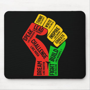 Inspiring Black Leaders Power Fist Hand Black Hist Mouse Mat