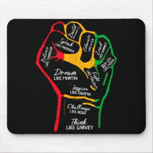 Inspiring Black Leaders Power Fist Hand Black Hist Mouse Mat