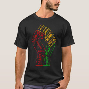 Inspiring Black Leaders Power Fist Hand Black Hist T-Shirt
