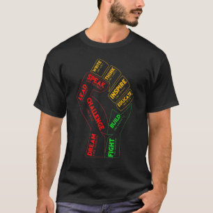 Inspiring Black Leaders Power Fist Hand Black Hist T-Shirt