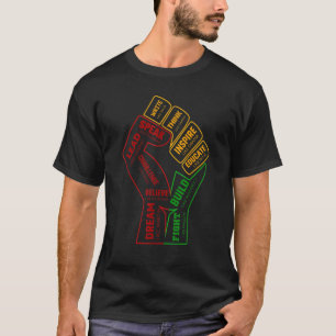 Inspiring Black Leaders Power Fist Hand Black Hist T-Shirt
