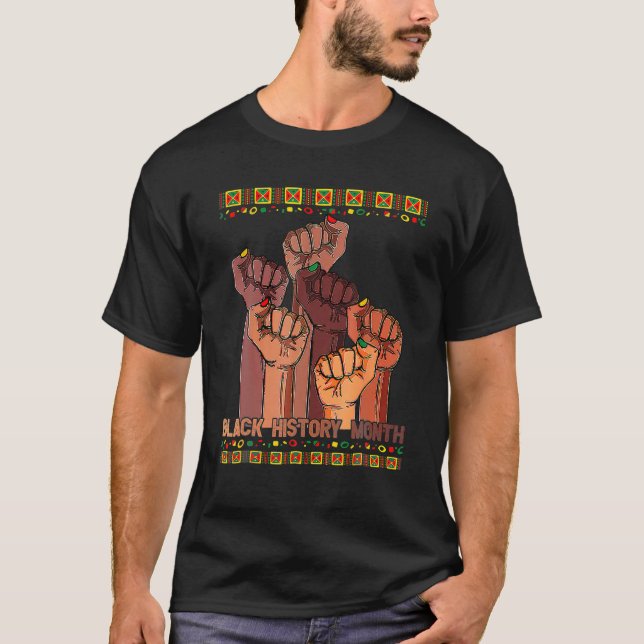 Inspiring Black Leaders Power Fist Hand Black Hist T-Shirt (Front)