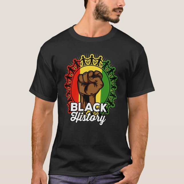 Inspiring Black Leaders Power Fist Hand Black Hist T-Shirt (Front)