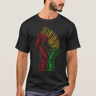 Inspiring Black Leaders Power Fist Hand Black Hist T-Shirt