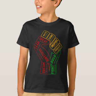 Inspiring Black Leaders Power Fist Hand Black Hist T-Shirt
