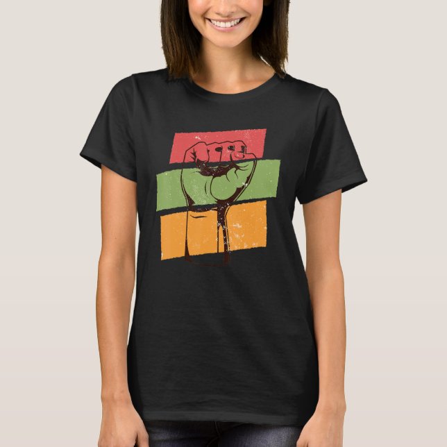 Inspiring Black Leaders Power Fist Hand Black Hist T-Shirt (Front)