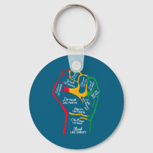 Inspiring black leaders power fist hand black key ring