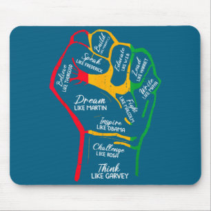 Inspiring black leaders power fist hand black mouse mat