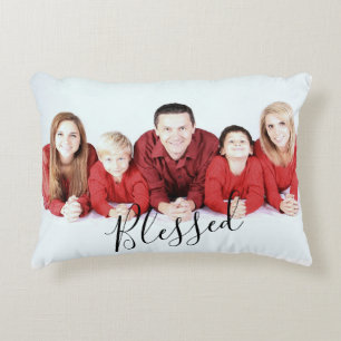Inspiring Blessed Family Photo Decorative Cushion