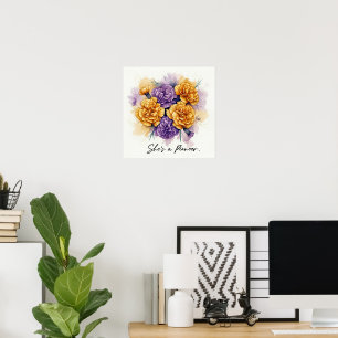 Inspiring Carnations, "She's a Pioneer" Floral Art Poster