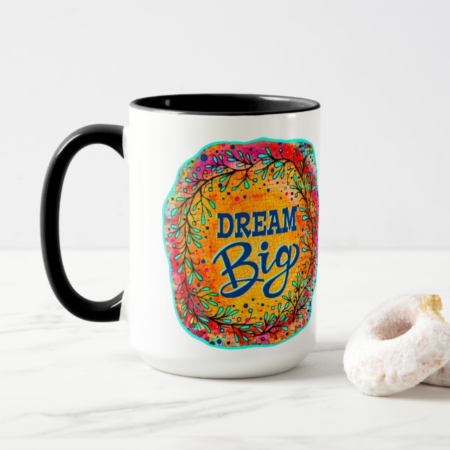 Inspiring Colourful Dream Big Inspirivity Mug (With Donut)