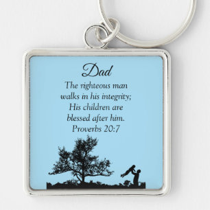 Inspiring Dad Child Proverbs 20:7 Personalised  Key Ring