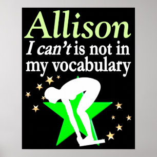 INSPIRING GREEN PERSONALIZED SWIMMER POSTER