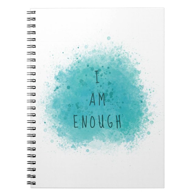 Inspiring I Am Enough Simple Affirmation Quote Notebook (Front)
