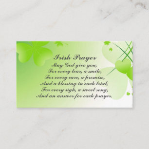 Inspiring Irish Prayer with Hearts and Shamrocks Business Card