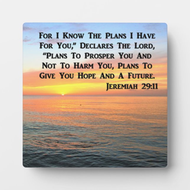 INSPIRING JEREMIAH 29:11 SUNRISE PLAQUE (Front)