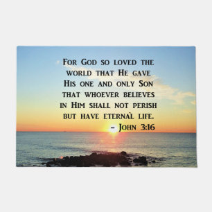 INSPIRING JOHN 3:16 SUNRISE PHOTO DESIGN DOORMAT