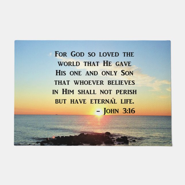 INSPIRING JOHN 3:16 SUNRISE PHOTO DESIGN DOORMAT (Front)