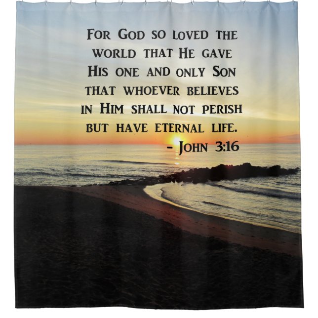 INSPIRING JOHN 3:16 SUNRISE PHOTO DESIGN SHOWER CURTAIN (Front)