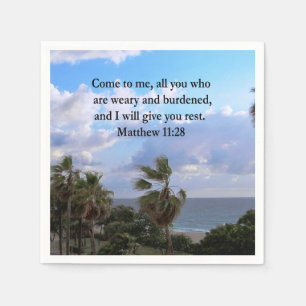 INSPIRING MATTHEW 11:28 SCRIPTURE DESIGN NAPKIN