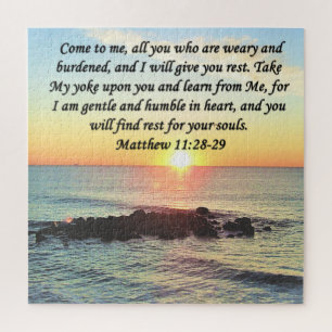 INSPIRING MATTHEW 11:28 SUNRISE PHOTO DESIGN JIGSAW PUZZLE