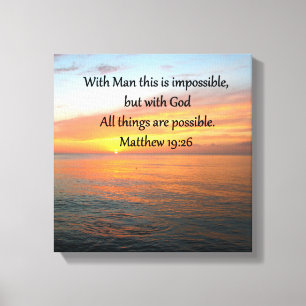 INSPIRING MATTHEW 19:26 SUNRISE DESIGN CANVAS PRINT