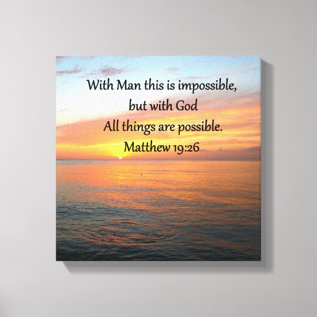 INSPIRING MATTHEW 19:26 SUNRISE DESIGN CANVAS PRINT (Front)