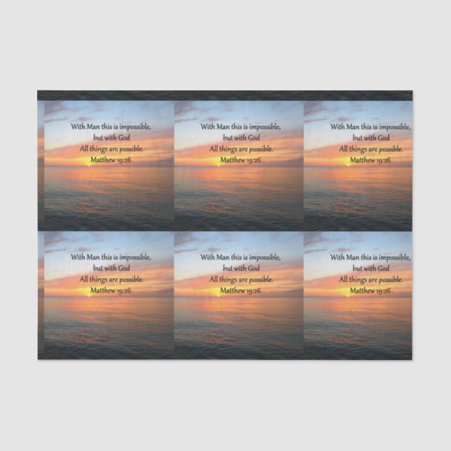 INSPIRING MATTHEW 19:26 SUNRISE DESIGN TISSUE PAPER (Front)