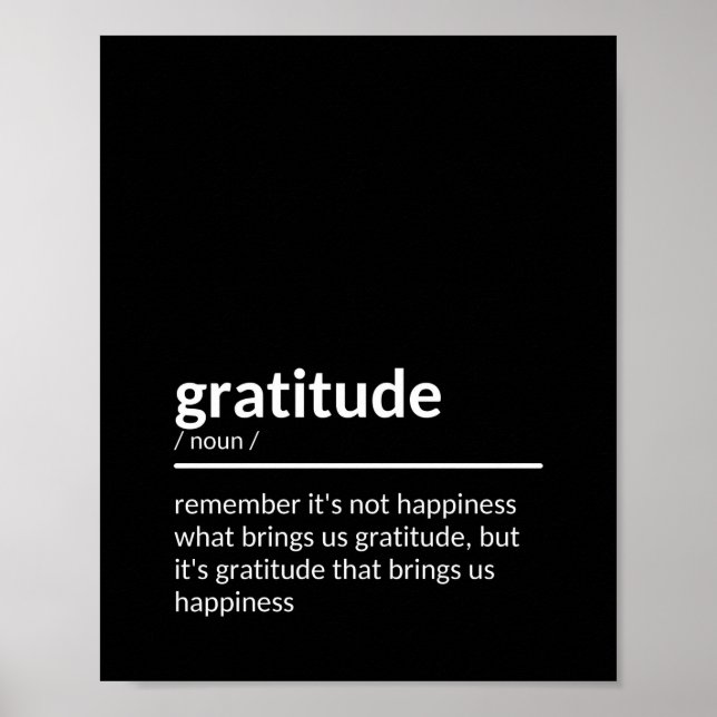 Inspiring Motivational Quote About Gratitude Poster (Front)