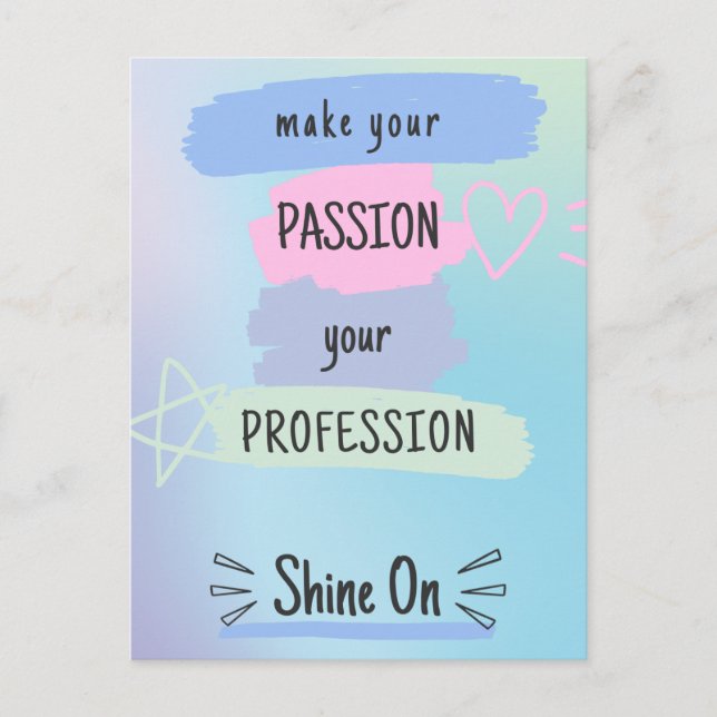 Inspiring Motivational Quote On Passion & Success Postcard (Front)