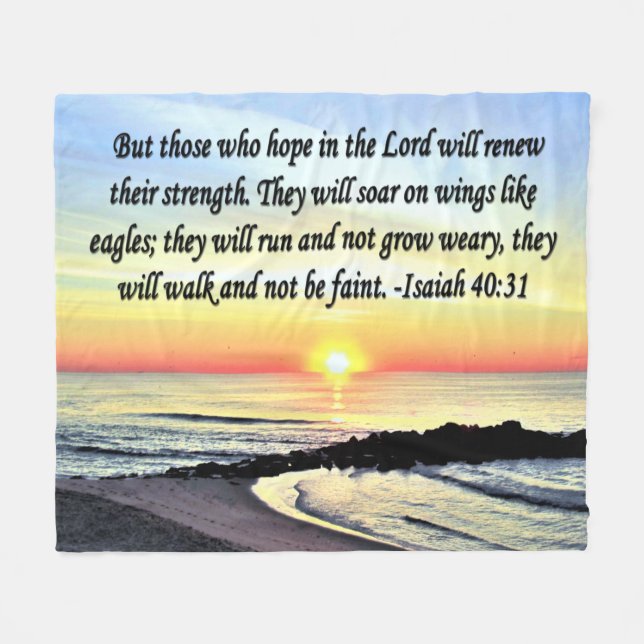 INSPIRING OCEAN SUNRISE ISAIAH 40:31 FLEECE BLANKET (Front (Horizontal))