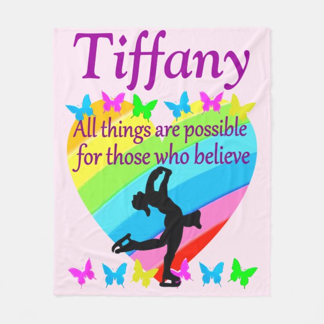 INSPIRING PERSONALIZED FIGURE SKATE FLEECE BLANKET (Front)