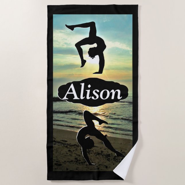 INSPIRING PERSONALIZED GYMNASTICS BEACH TOWEL (Front)