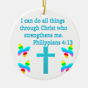 INSPIRING PHILIPPIANS 4:13 DESIGN CERAMIC TREE DECORATION