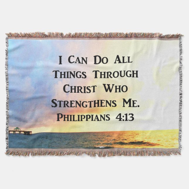 INSPIRING PHILIPPIANS 4:13 SCRIPTURE VERSE THROW BLANKET (Front)