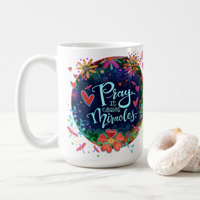 Inspiring Prayers Miracles Inspirivity Religious  Coffee Mug (With Donut)
