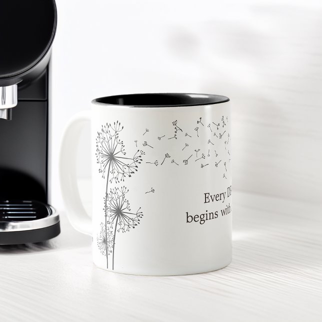 Inspiring Quote Graphic Dandelion Two-Tone Coffee Mug (Inspiring Quote Graphic Dandelion Two-Tone Coffee Mug)