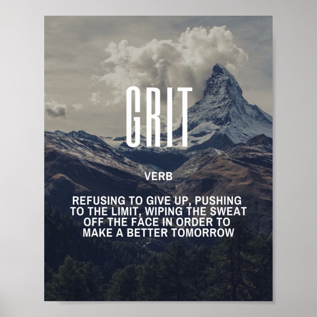 Inspiring Quote On Grit Poster (Front)